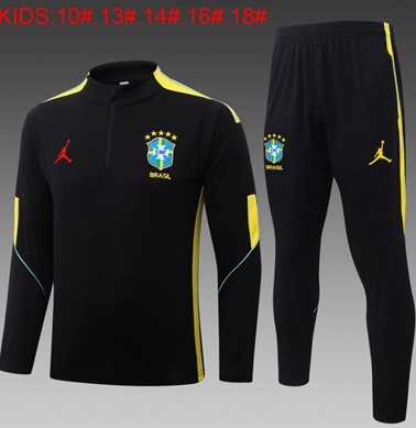 Chándal Brasil 2026 (Black Half Zip II) - NIÑOS